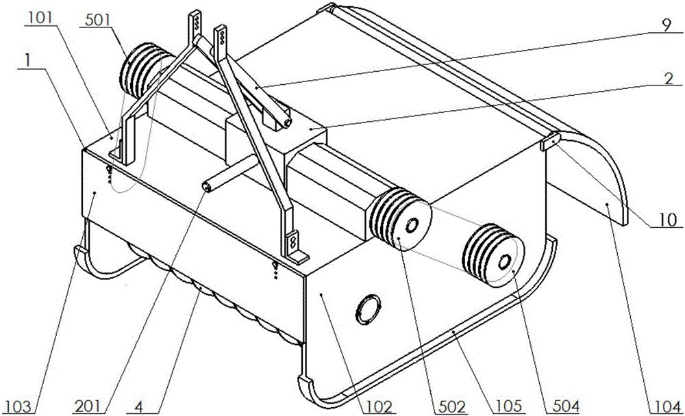 Dual-roller type banana stalk crushing and returning machine