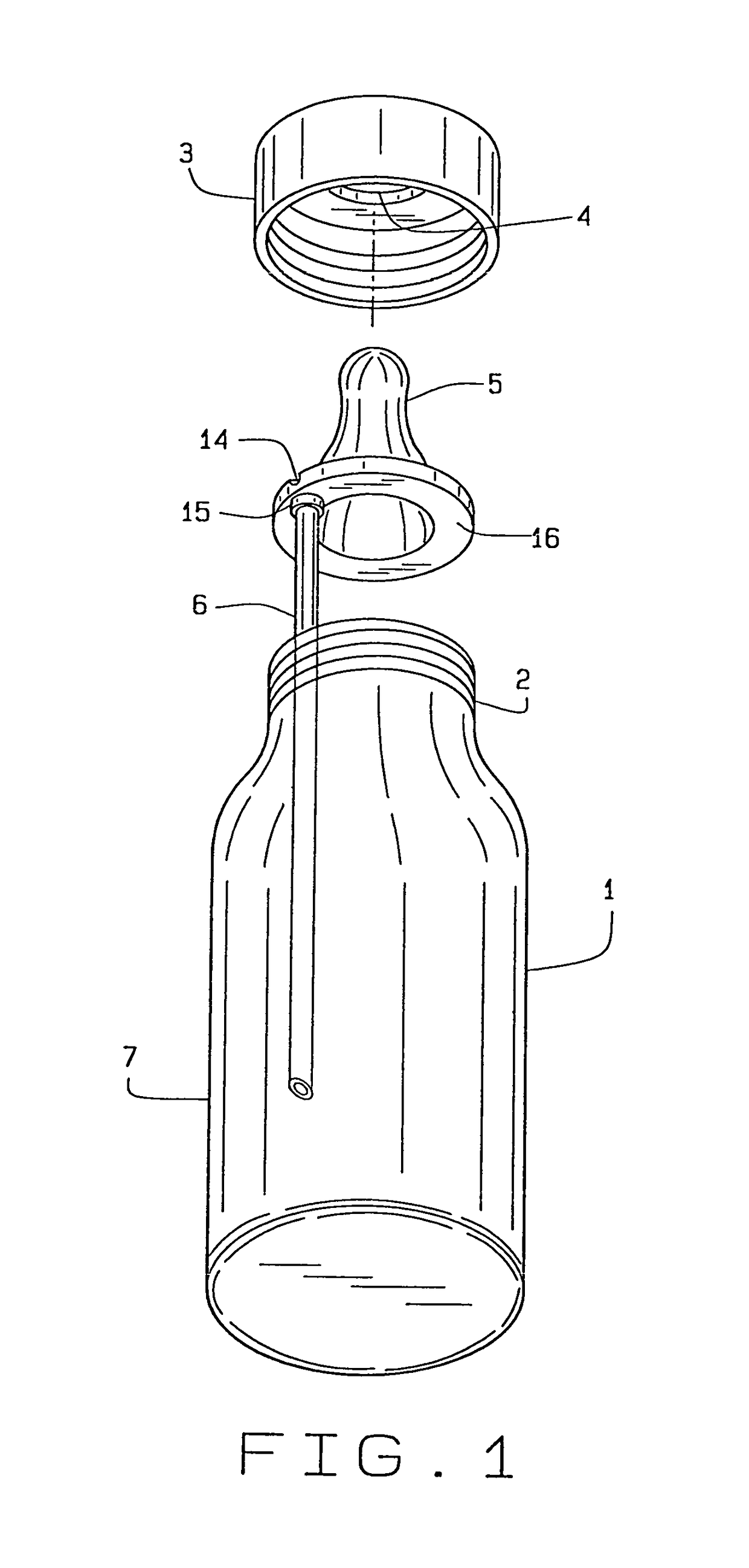 Nursing bottle with integrated collar and nipple flange venting structure