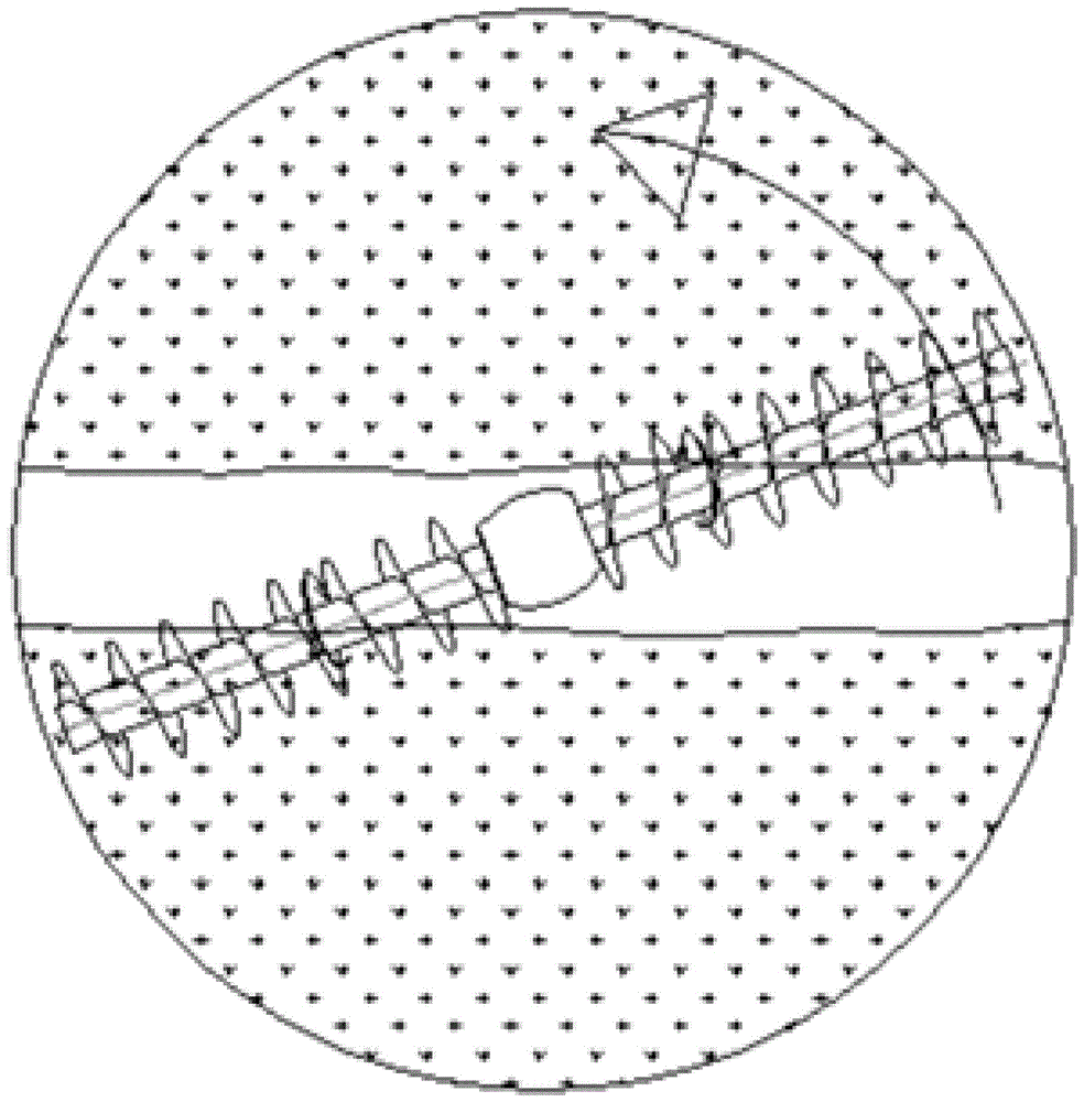 Traversing spiral discharge device for stock bin and discharging method