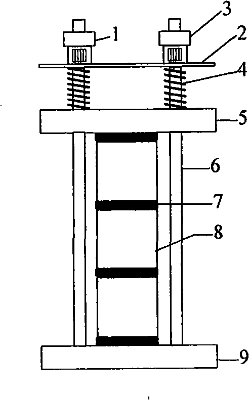 Concrete multi-factors durability experimental device under bent tension stress and environment coupled action