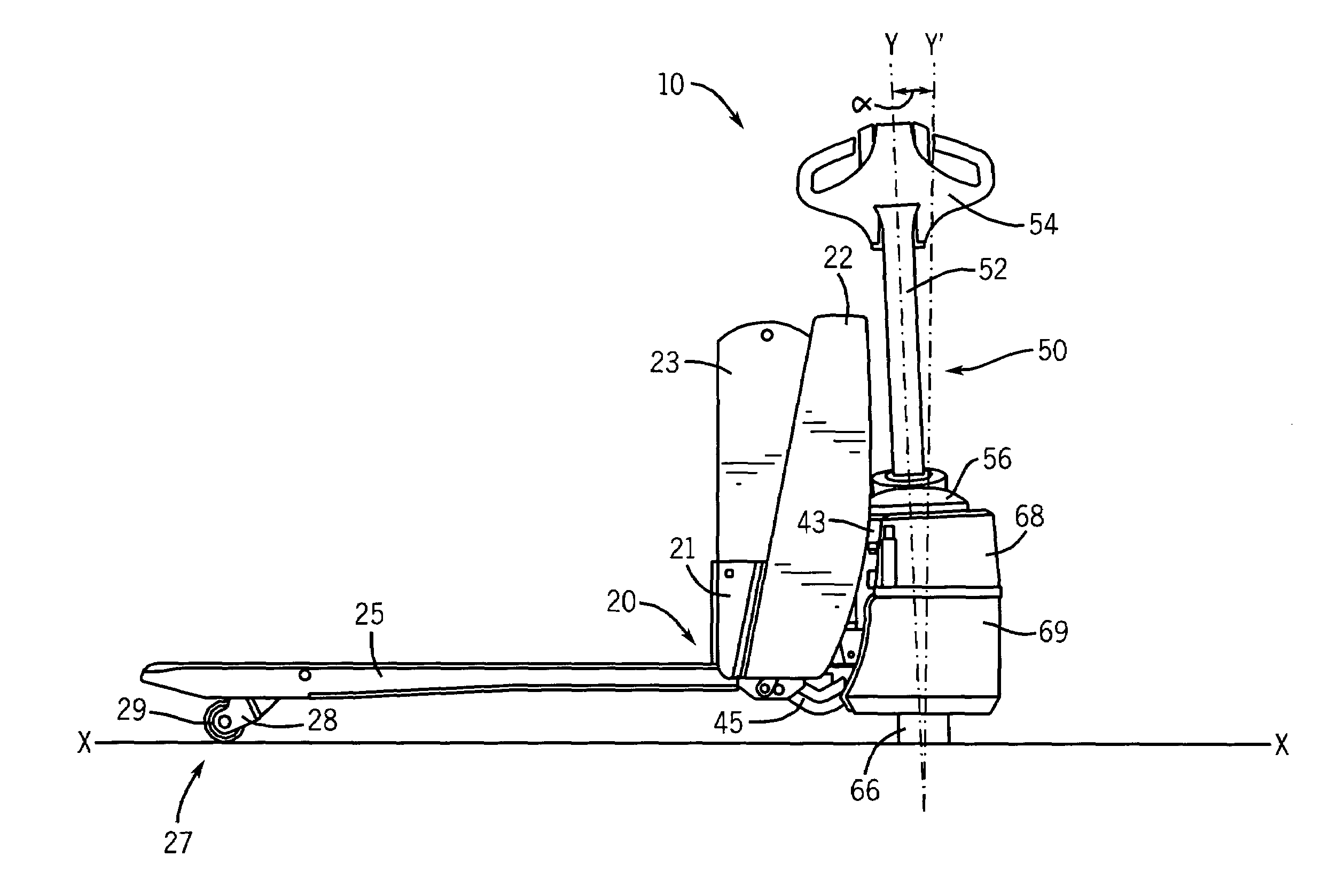 Tiller-steered industrial truck