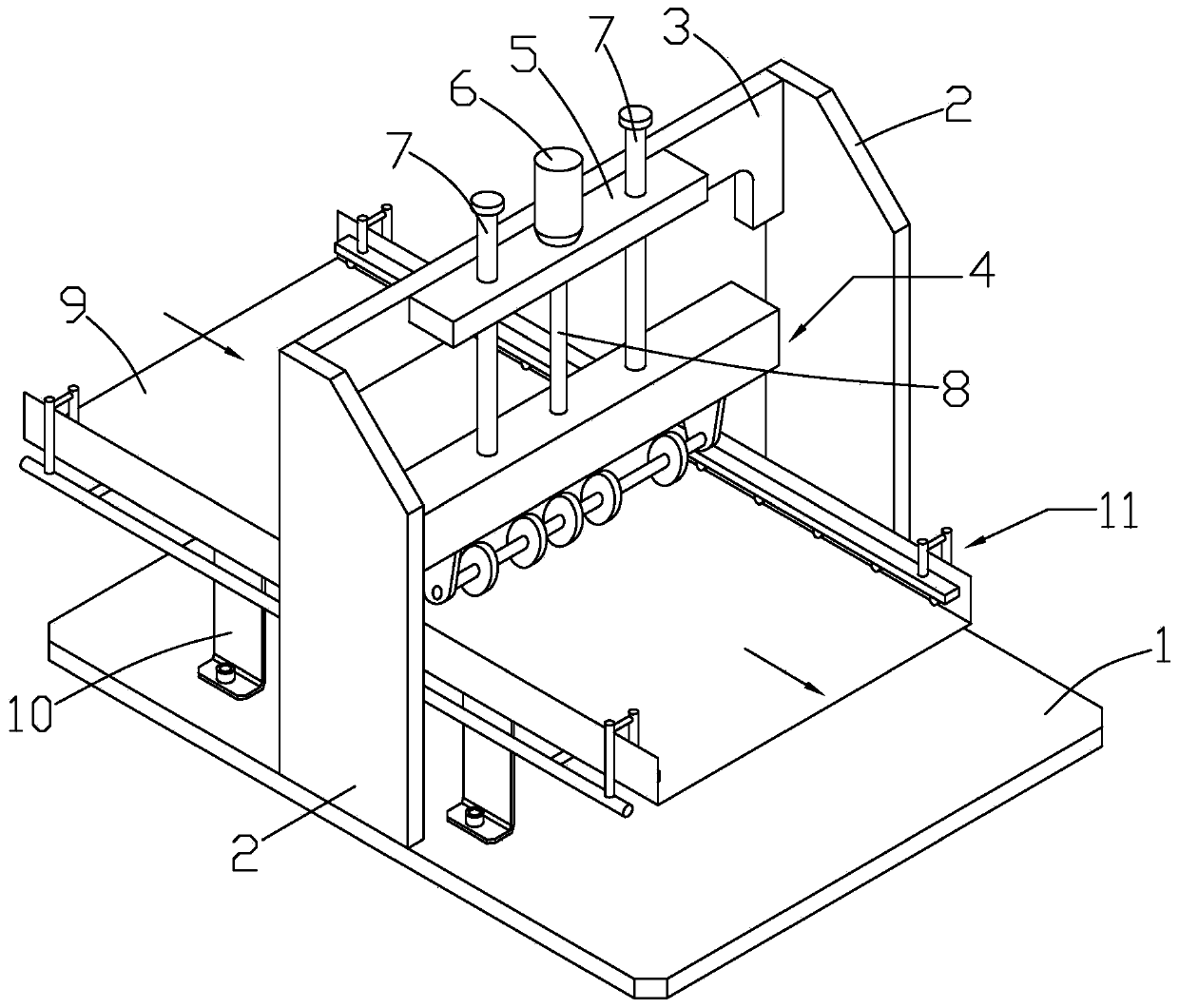 A cardboard creasing device for color printing packaging