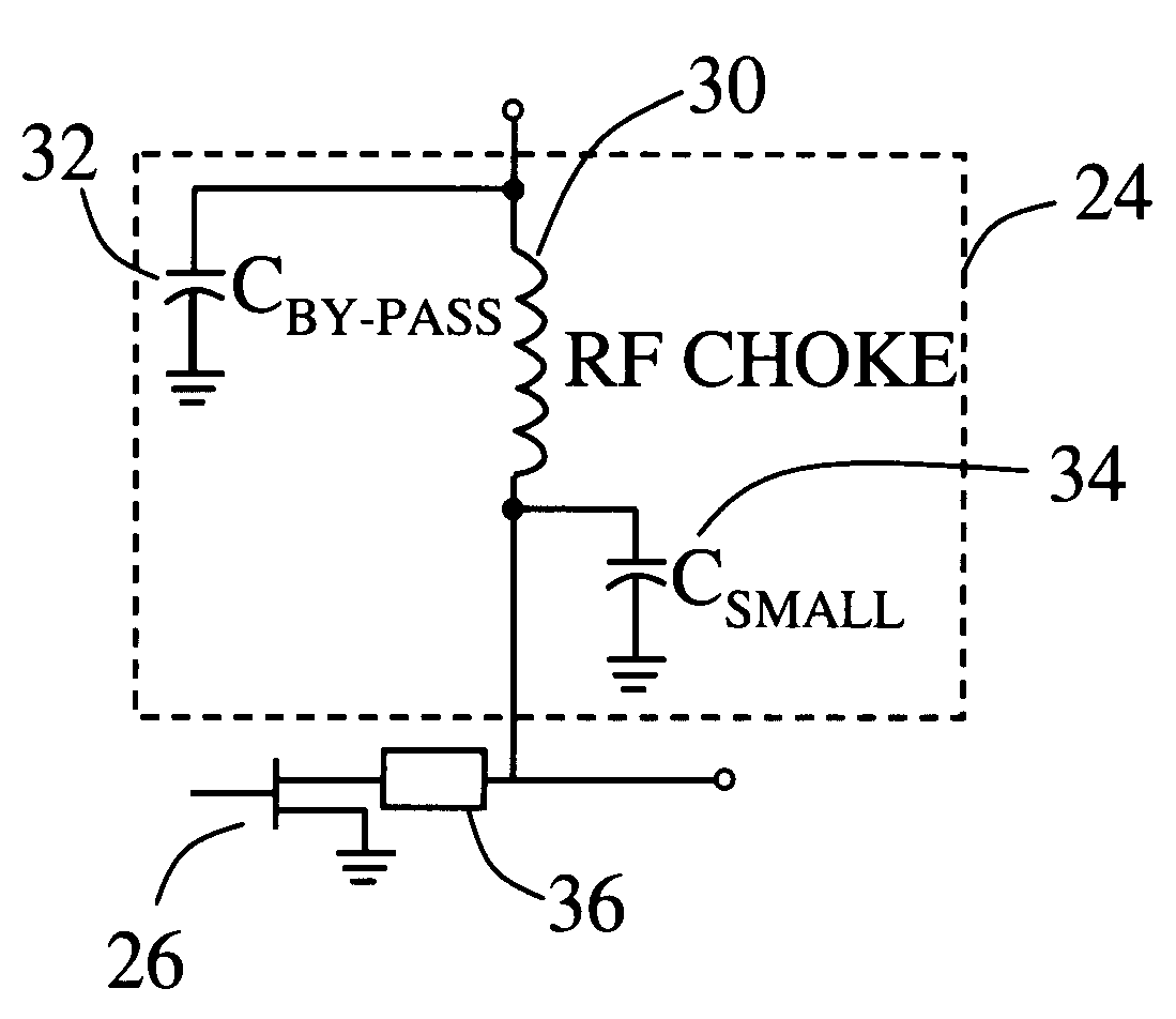 Harmonic termination circuit for medium bandwidth microwave power amplifiers