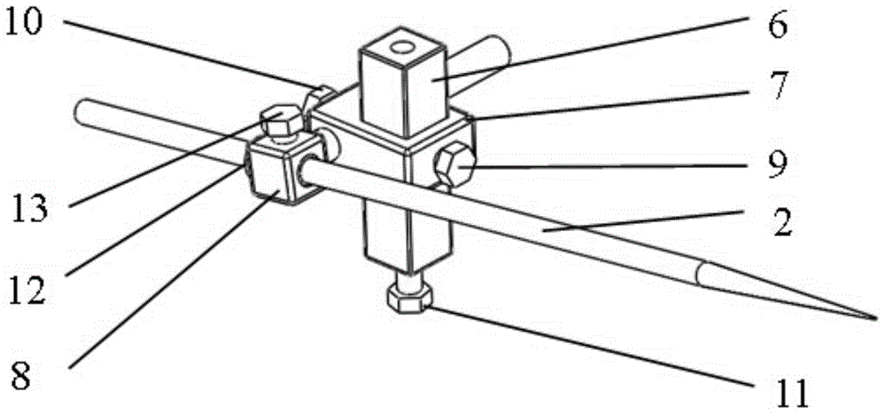 External fixation device needle threading fixture capable of being adjusted in multiple directions and at multiple angles