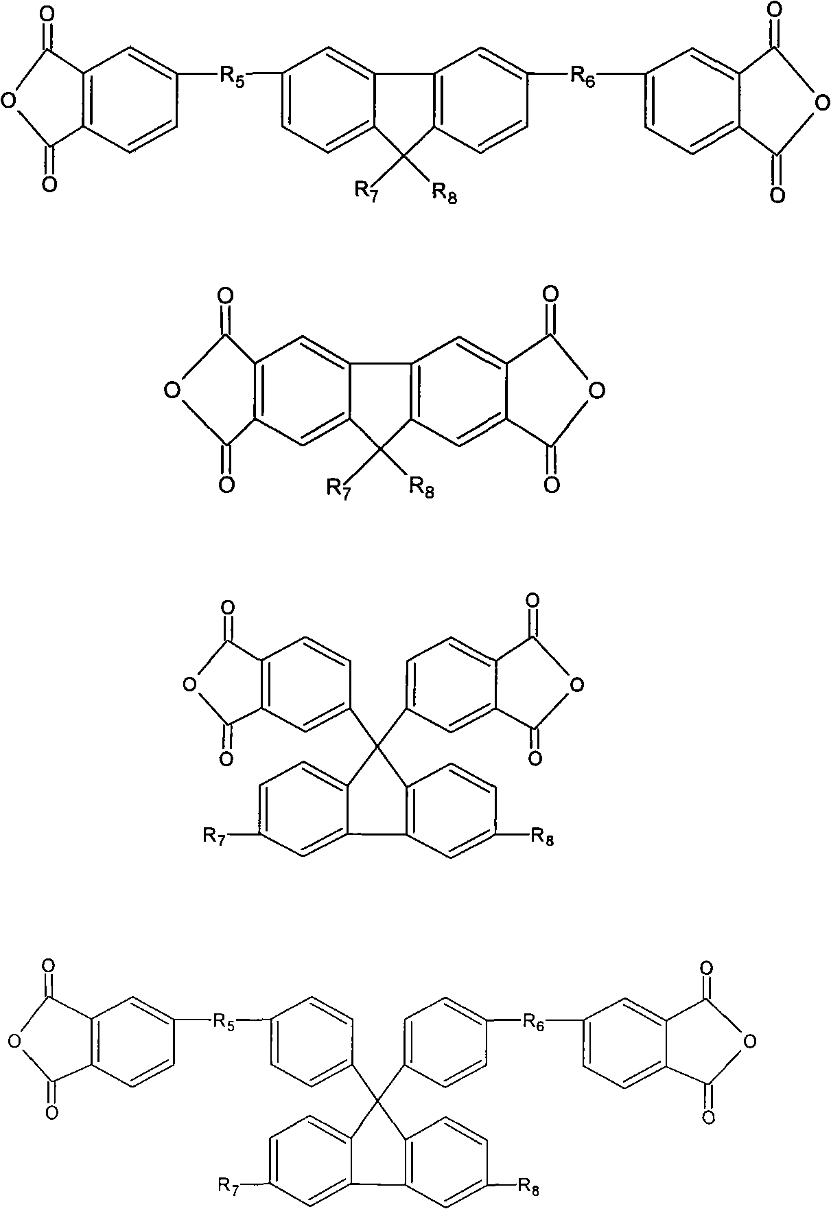 Fluorene-containing polyimide adhesive and preparation method thereof