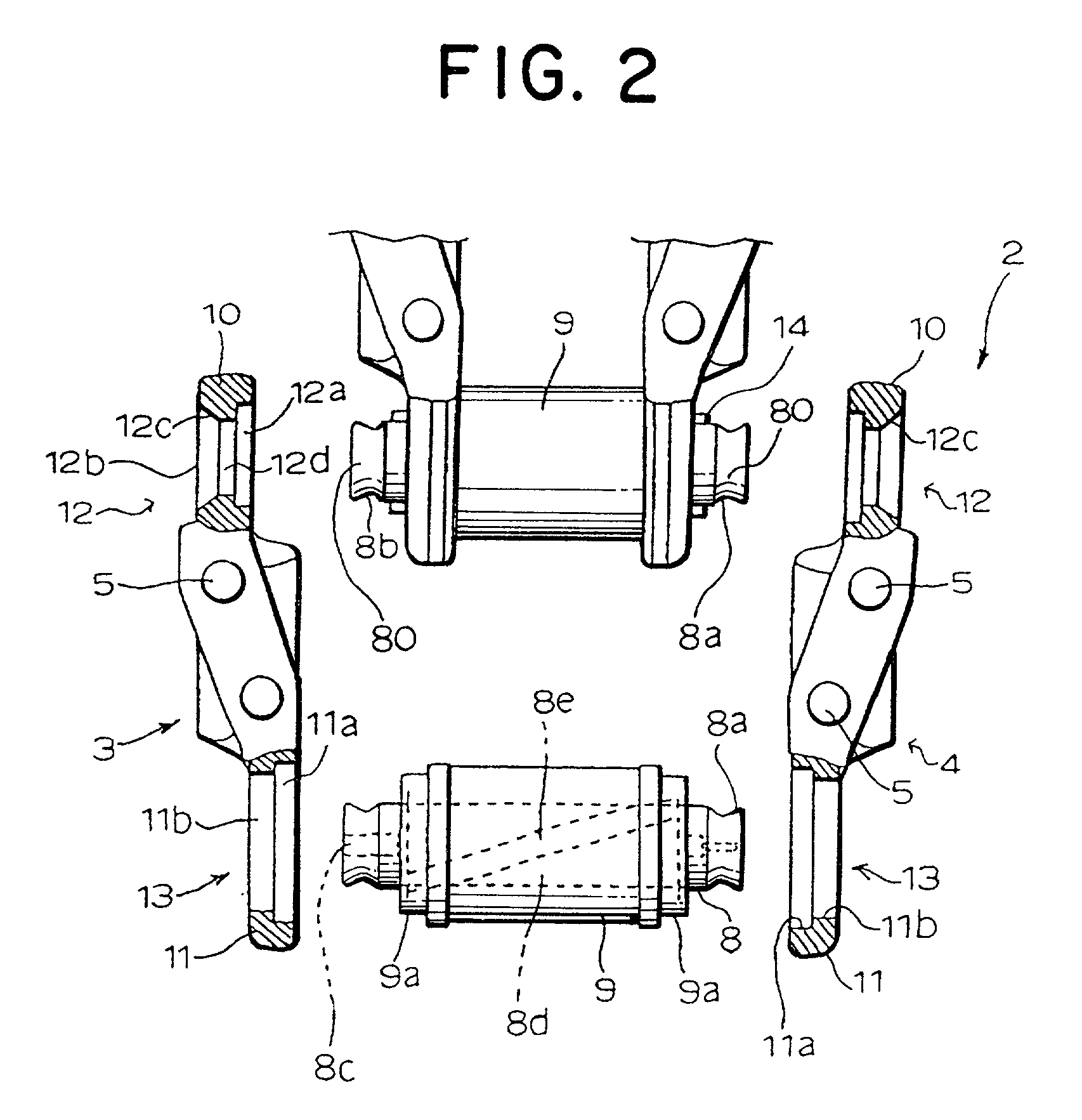 Link-and-pin fixing structure for a crawler chain