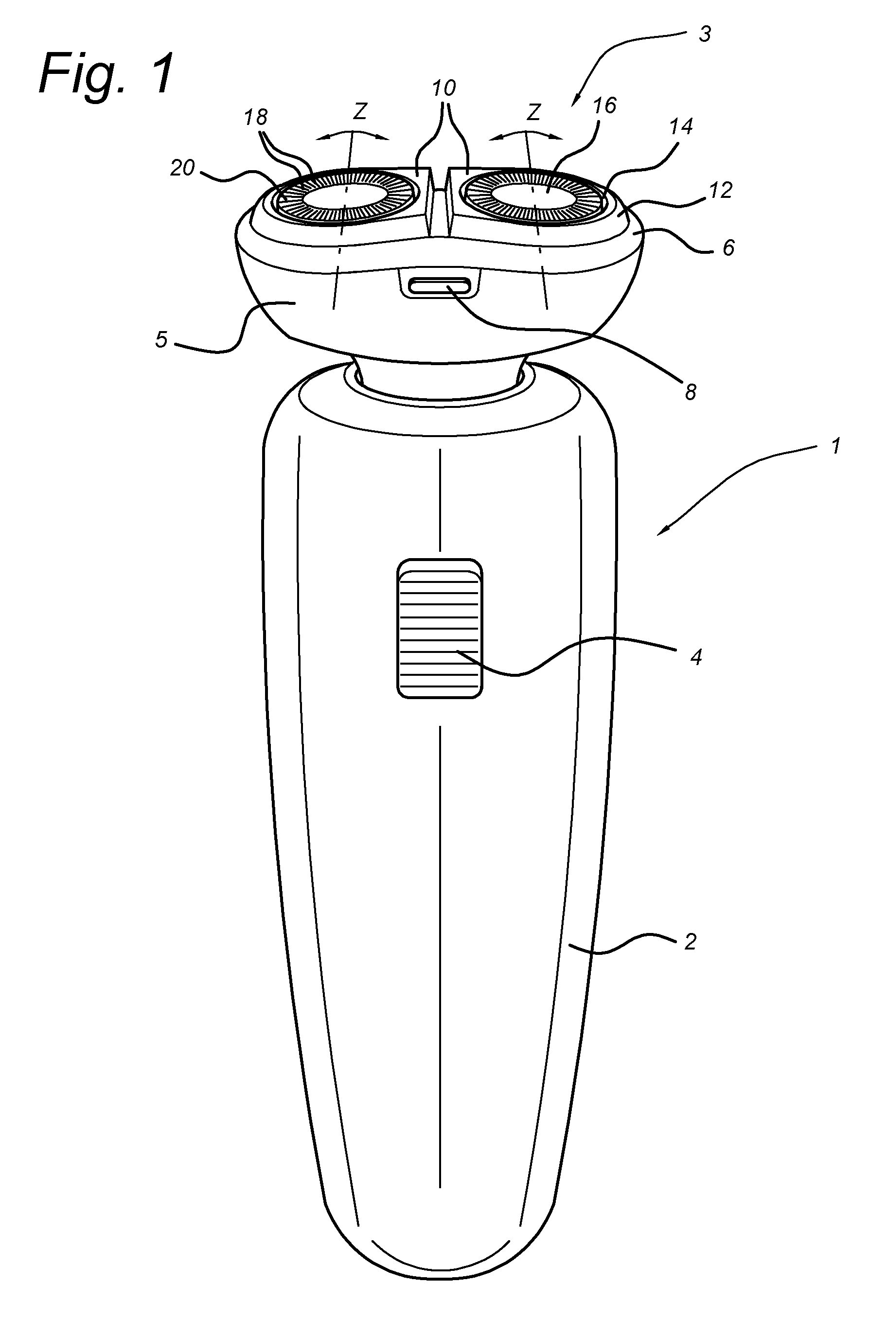 Rotary shaving head having a locking retainer