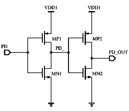 Low-power-consumption self-cutting-off circuit and level switching circuit thereof