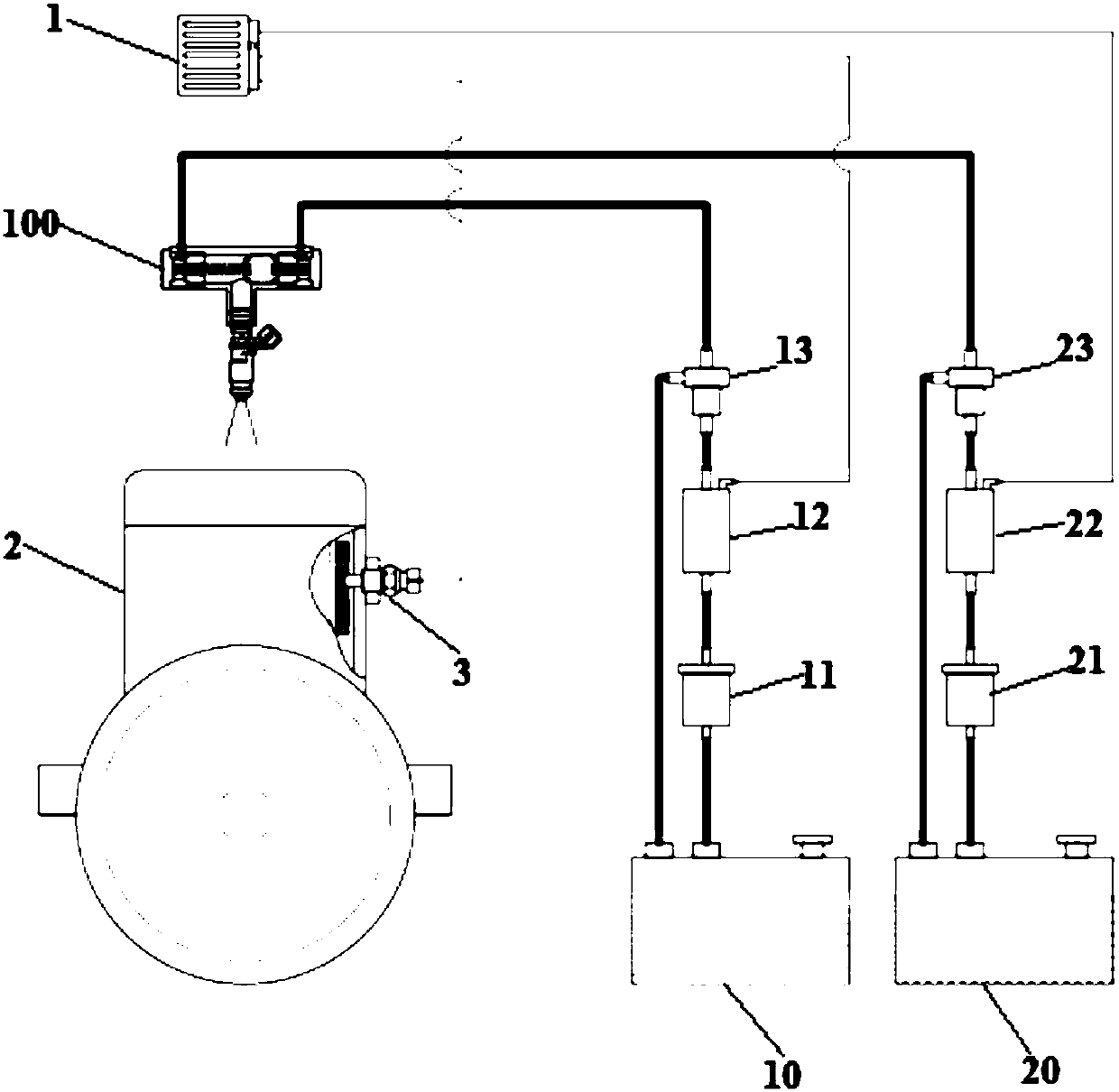 Dual-fuel supply device used for vehicle, engine system and vehicle