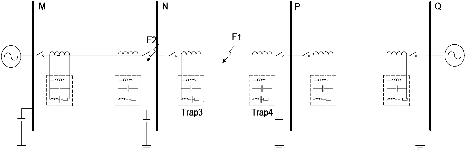 Power distribution network boundary protection method based on secondary-side wave trapper