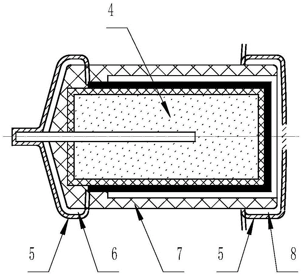 A leading-out process for the positive and negative poles of an end-cap tantalum capacitor