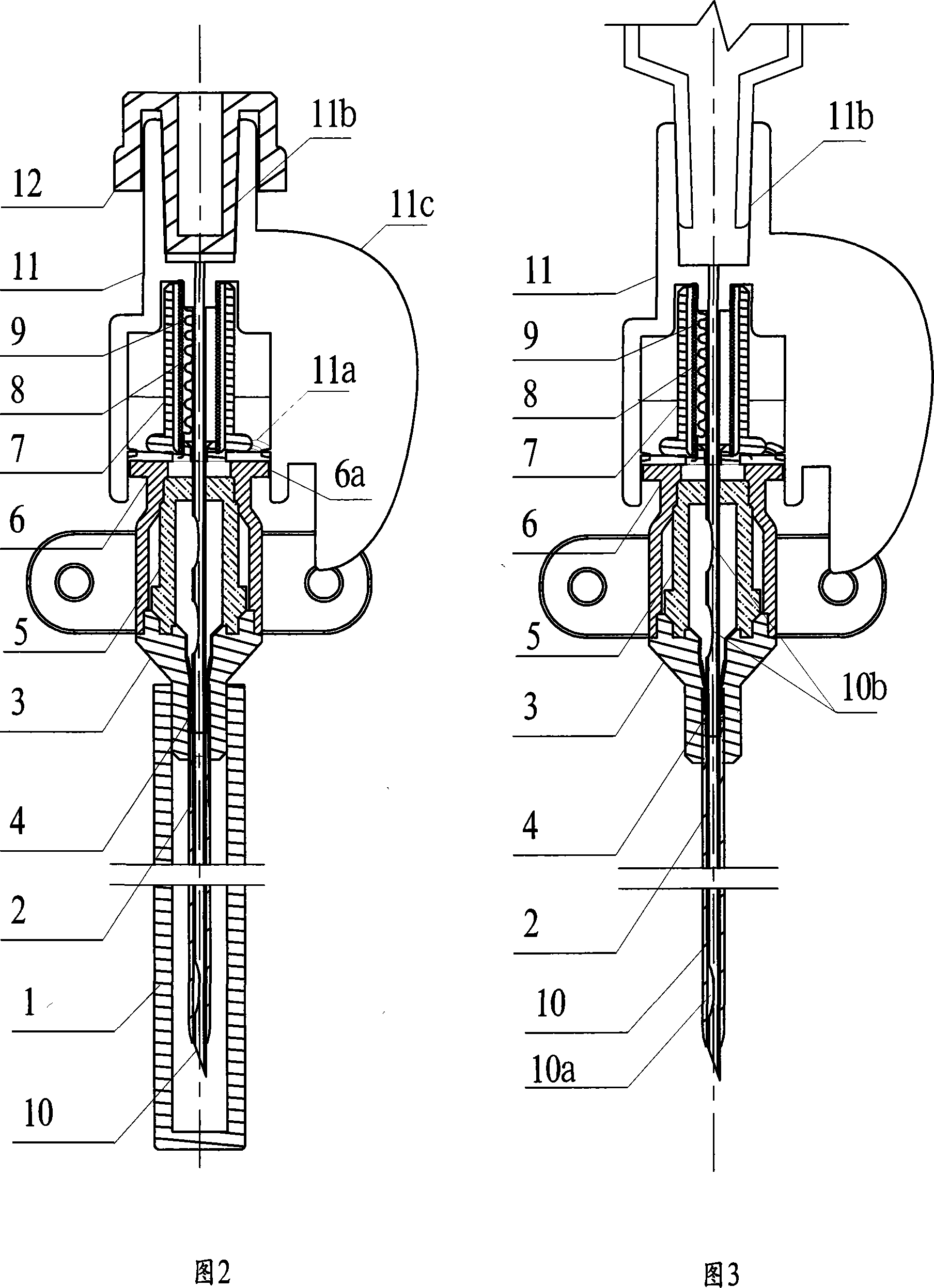 Safety type artery and venous indwelling needle with airtight interface without needle