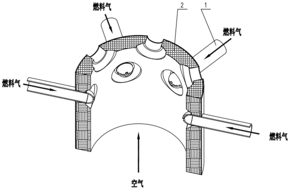 Reinforced mixed type gas low-nitrogen burner for aluminum hydroxide roasting furnace