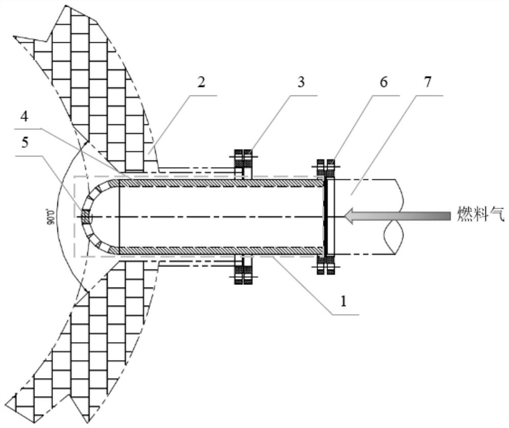 Reinforced mixed type gas low-nitrogen burner for aluminum hydroxide roasting furnace