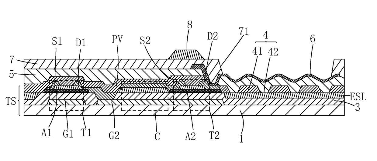 AMOLED backplane structure and manufacturing method thereof