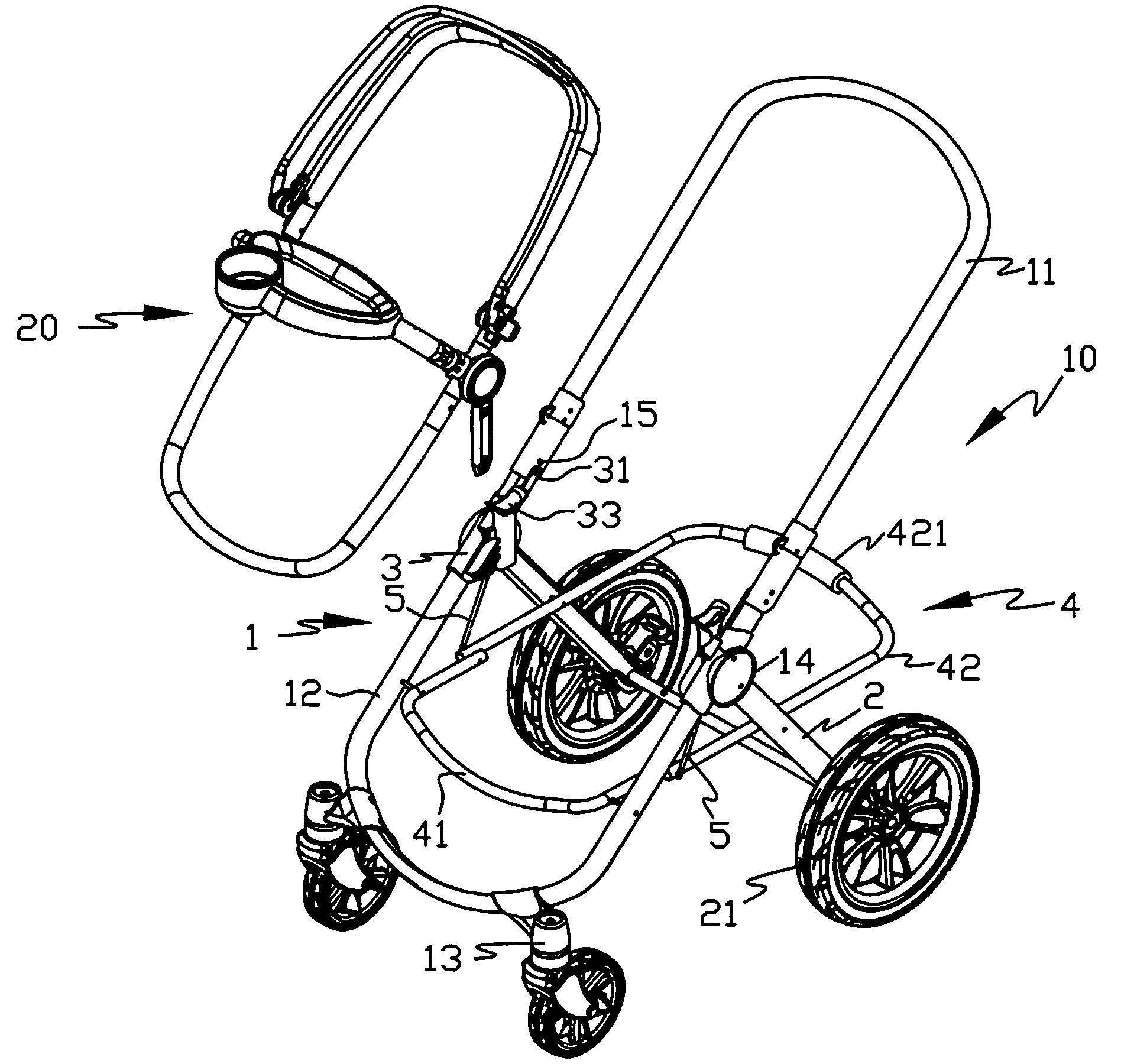 Collapsible stroller frame