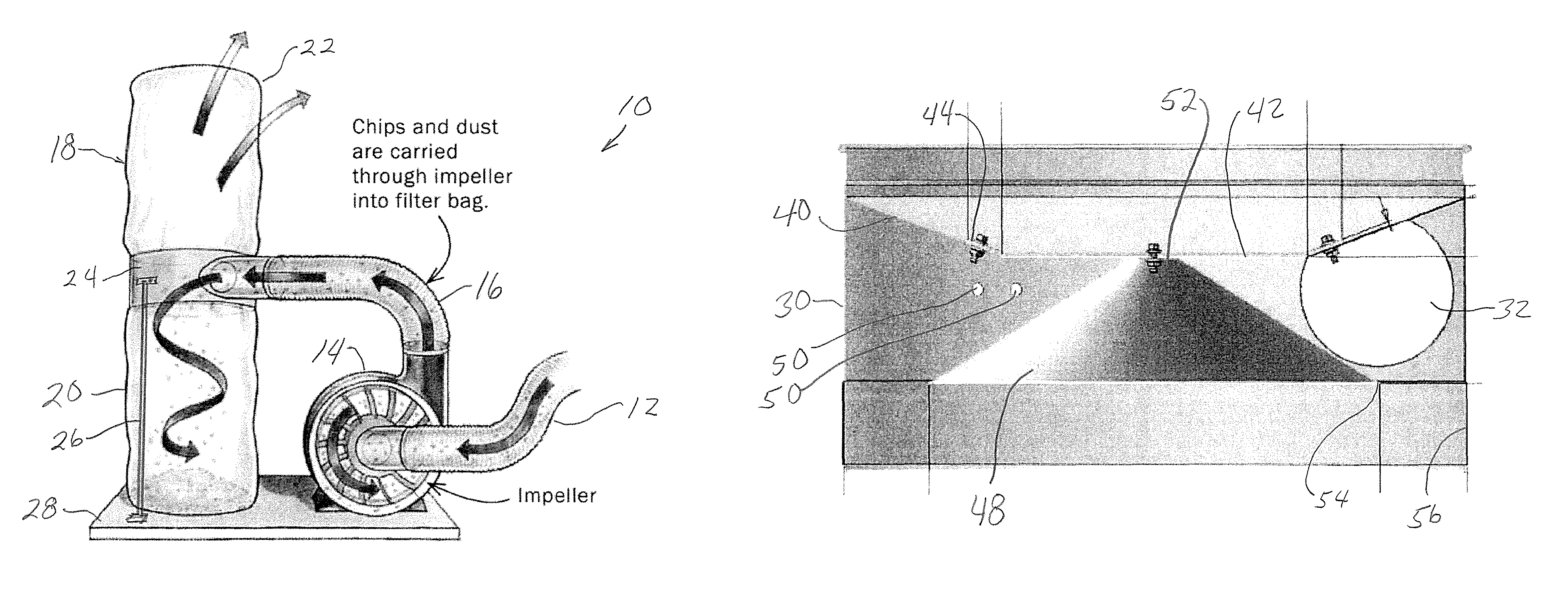 Dust collector chip separation baffle