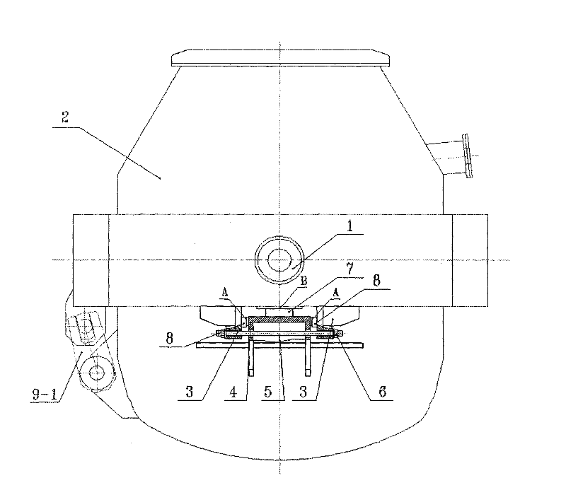 Three-supporting surface prestress blocking seat mechanism of converter