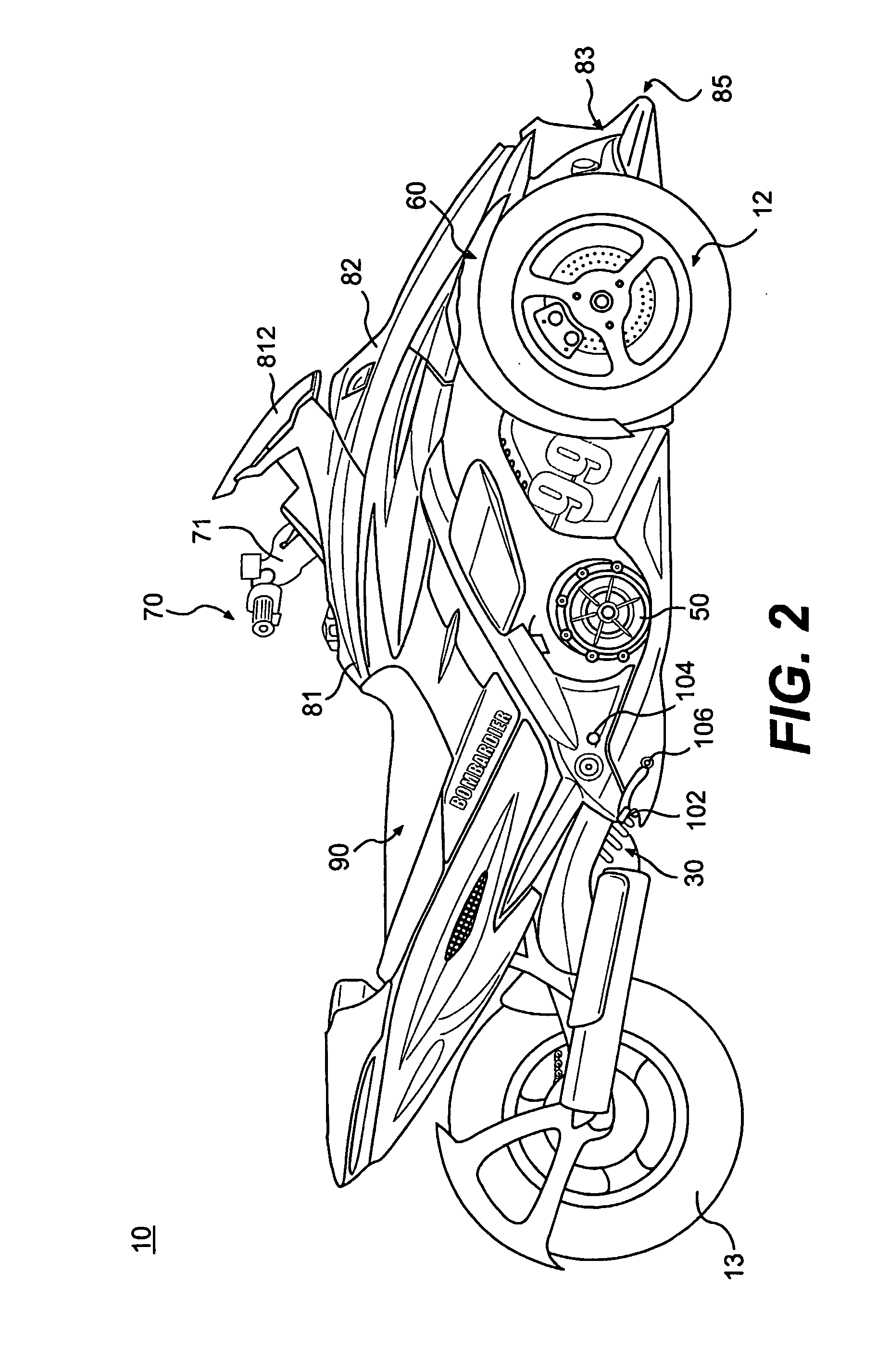 Three-wheeled vehicle having a split radiator and an interior storage compartment