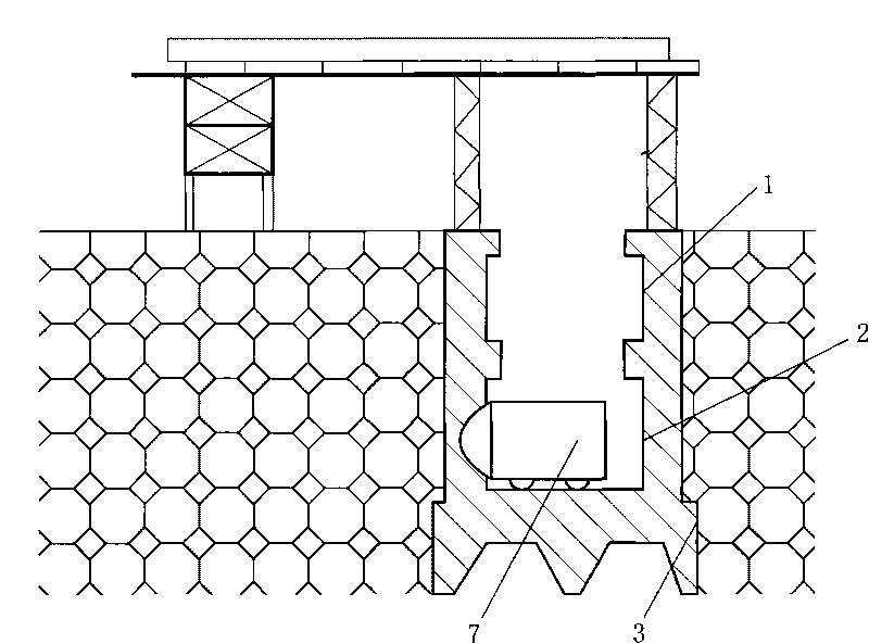 Palisade structure for underground architectural shaft and shield machine cutting construction method thereof