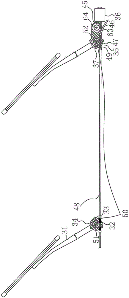 Three-blade flexible wall bearing wiper linkage flexible shaft type wiper