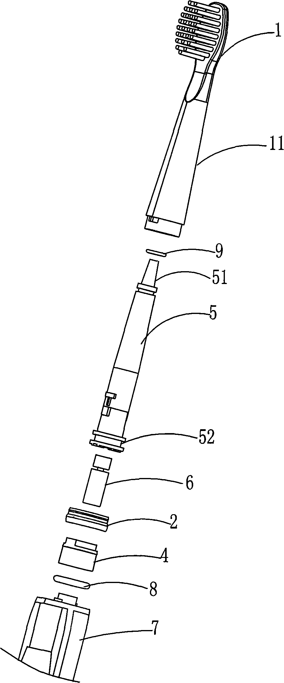 Sound wave vibration structure of electric toothbrush