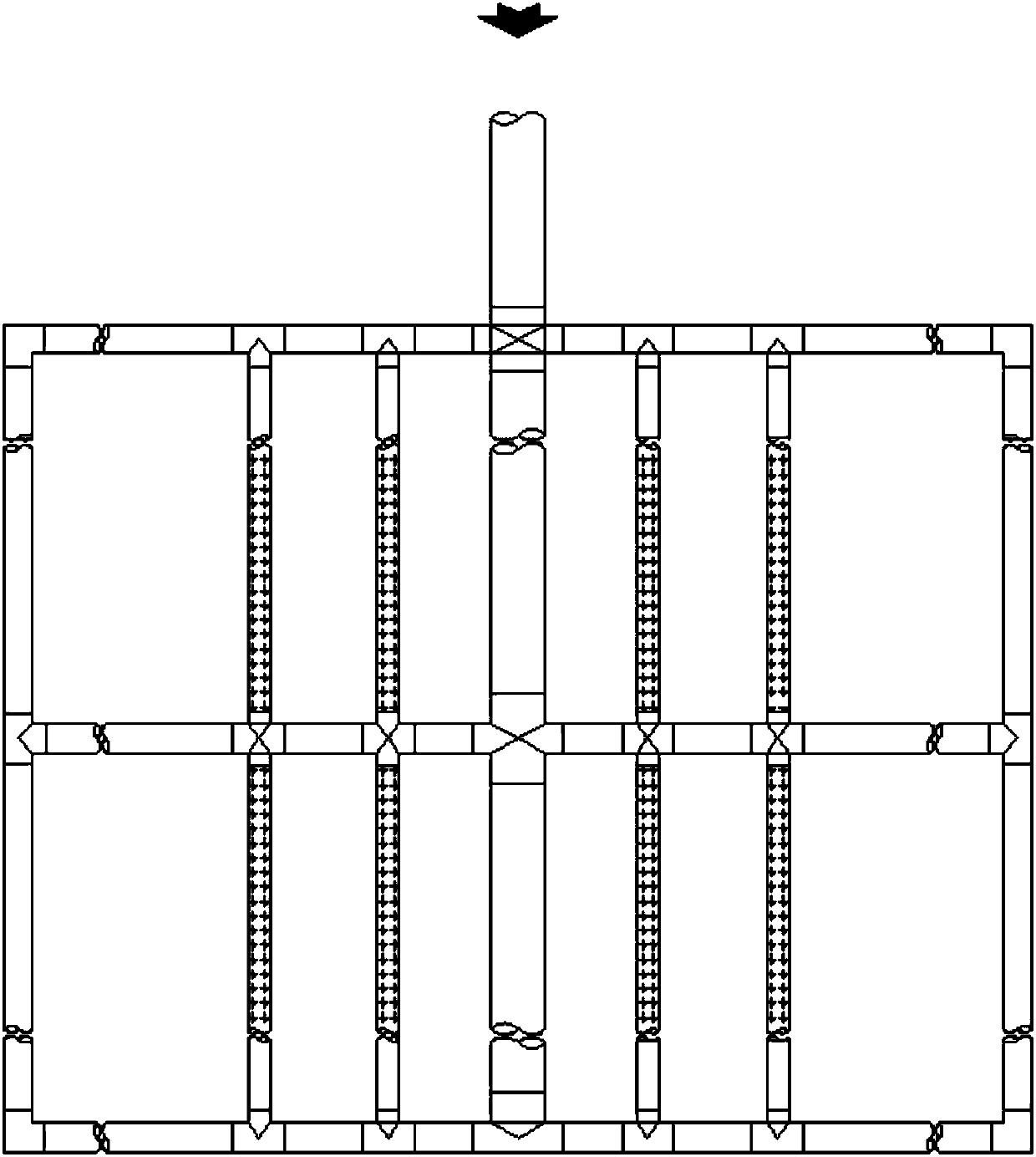 Perpendicular unsaturated flow and vertical deflection flow compounded constructed-wetland sewage treatment system