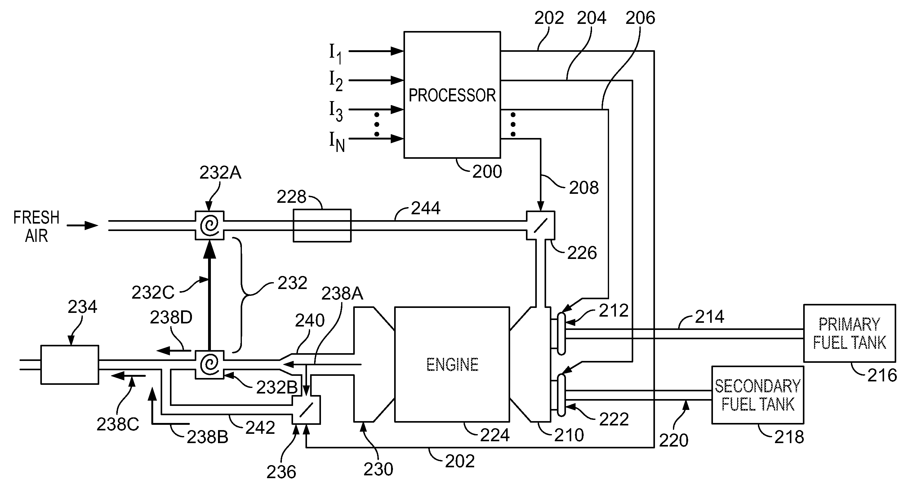 Bi-fuel engine with variable air fuel ratio