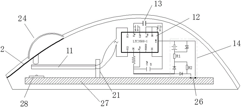 Piezoelectric automatic power supply method and device for wireless mouse