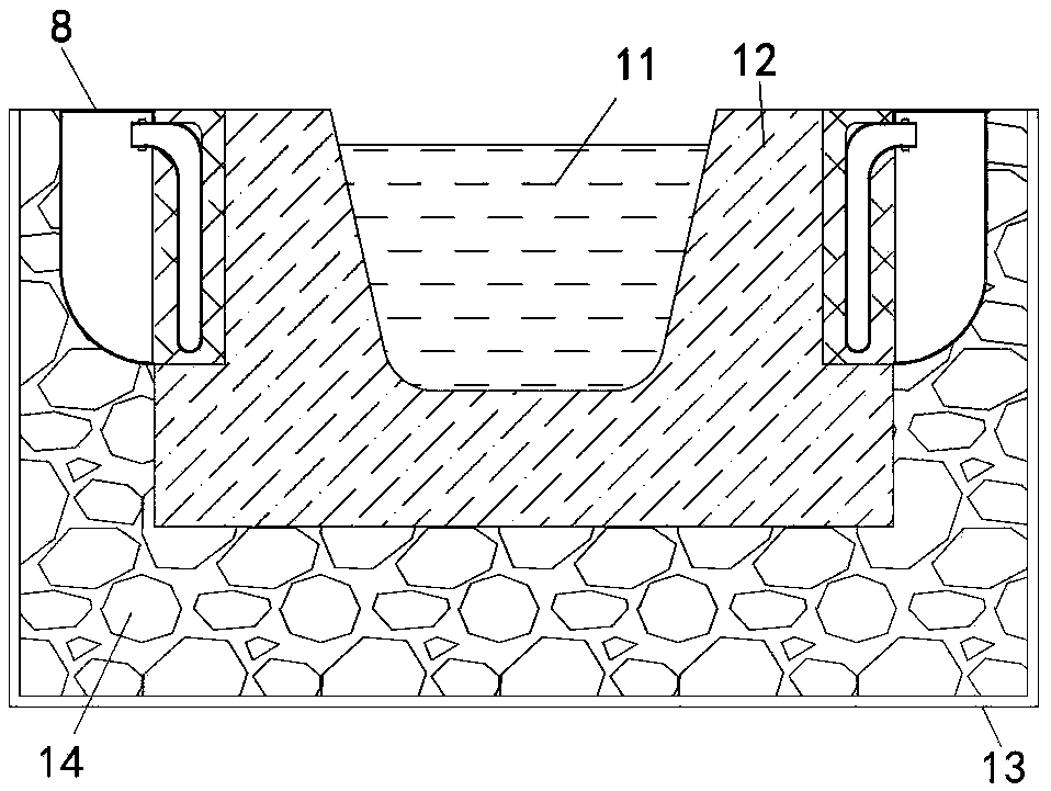 A water-cooling device for the main ditch of a blast furnace tapping ditch and its installation and use method