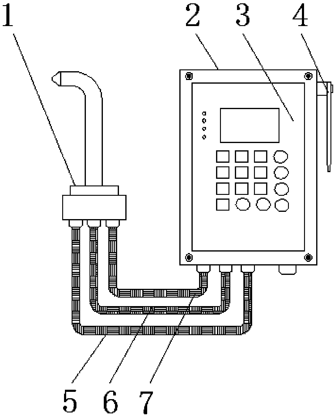 Lampblack monitoring equipment capable of realizing wirelessly remote control and implementation method thereof