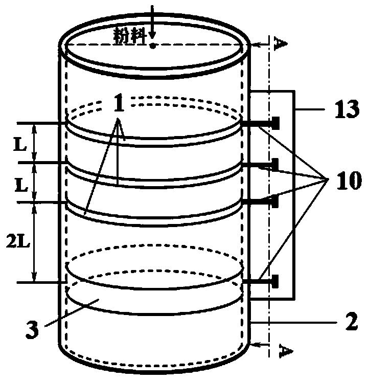 Array type annular electrostatic sensor and pneumatic transmission powder measurement device and method