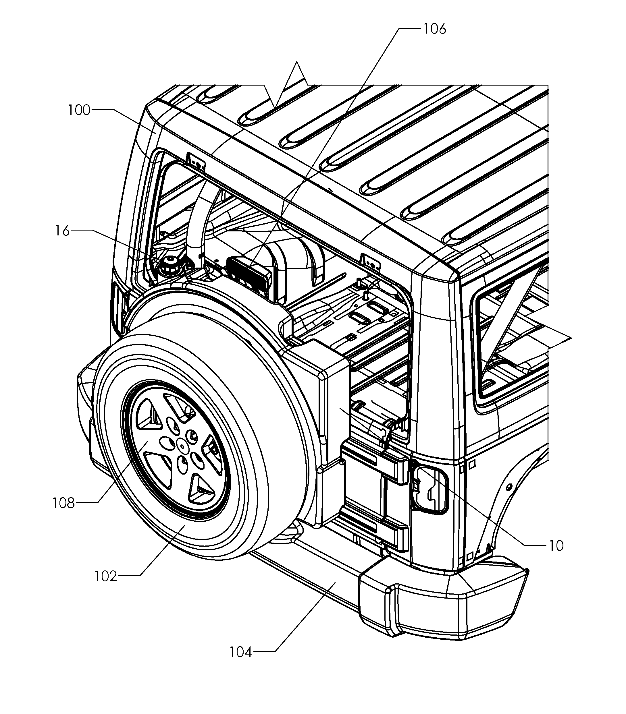 Spare tire carrier fuel tank