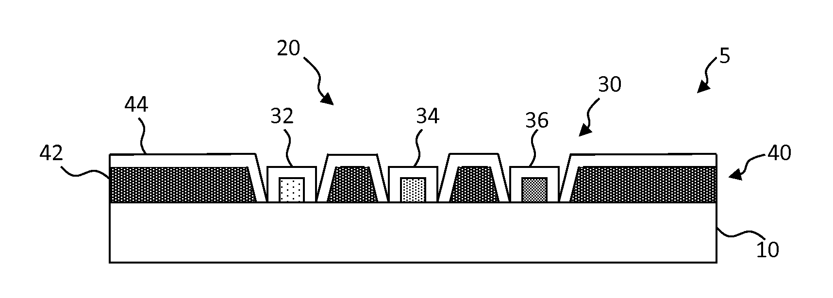 Inorganic-light-emitter display with integrated black matrix