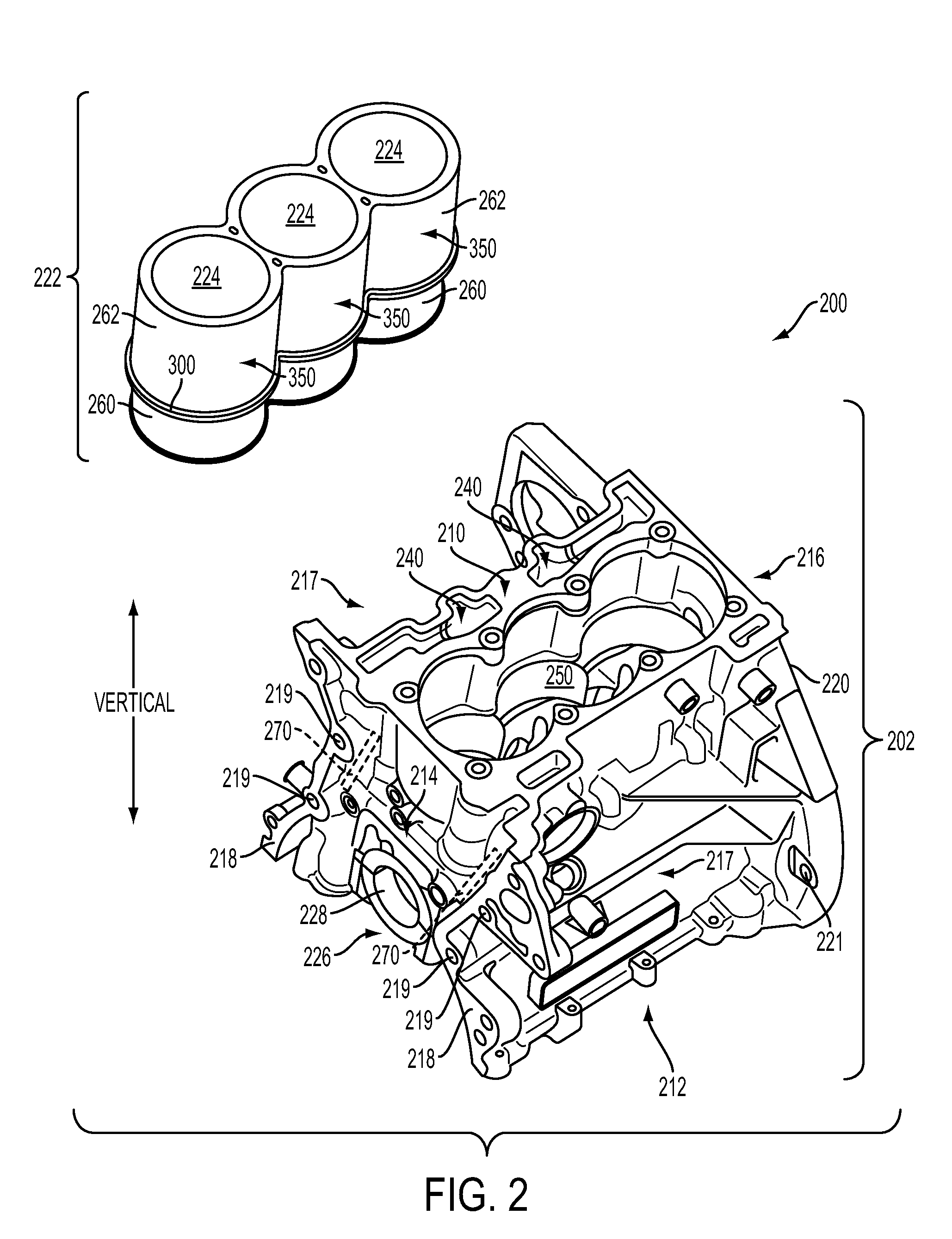 Engine having composite cylinder block