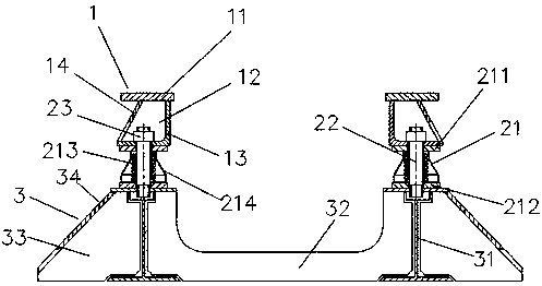 Marine main engine base based on quiet technology and elastic damping