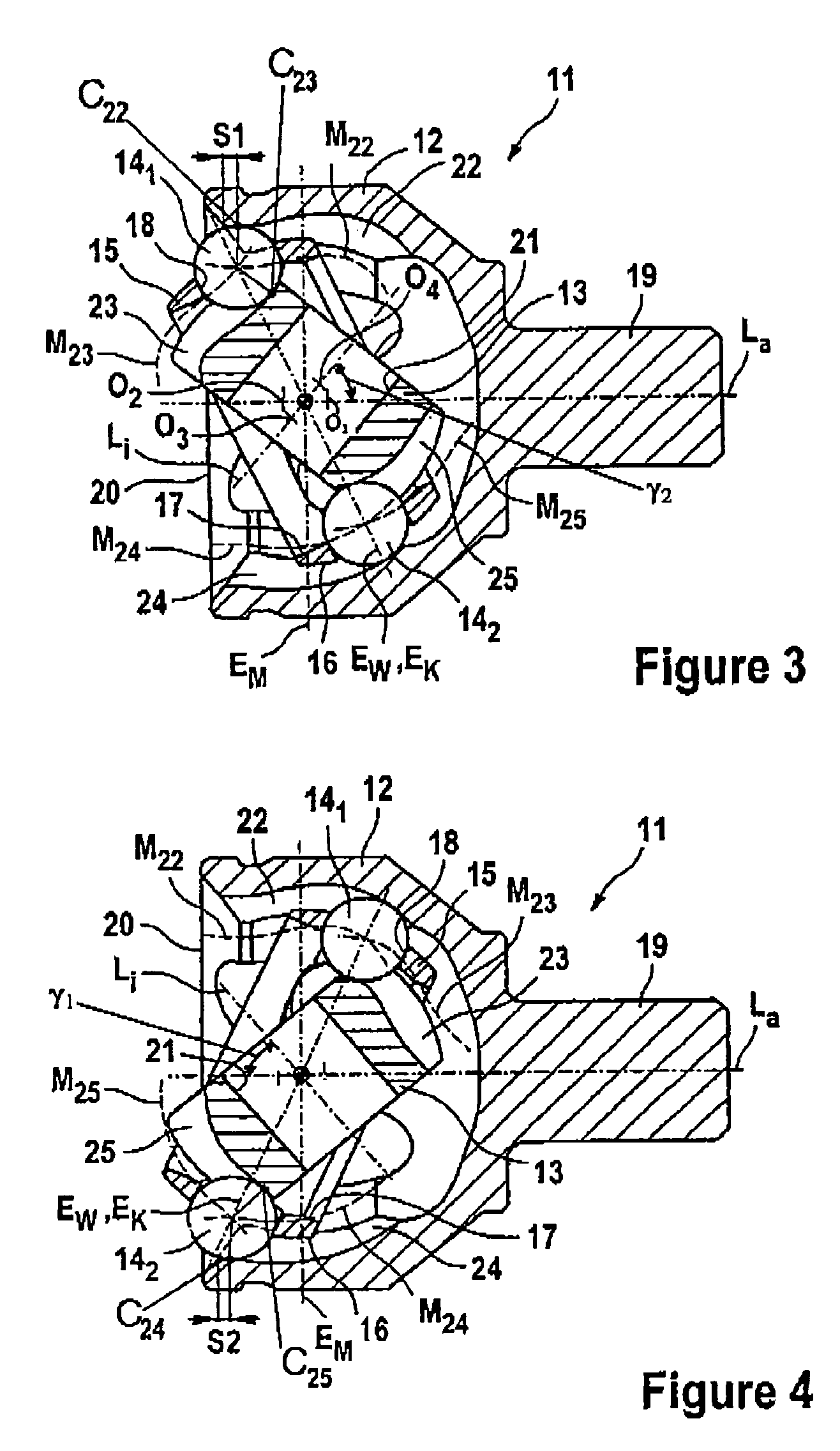 Counter track joint with control angle reversal