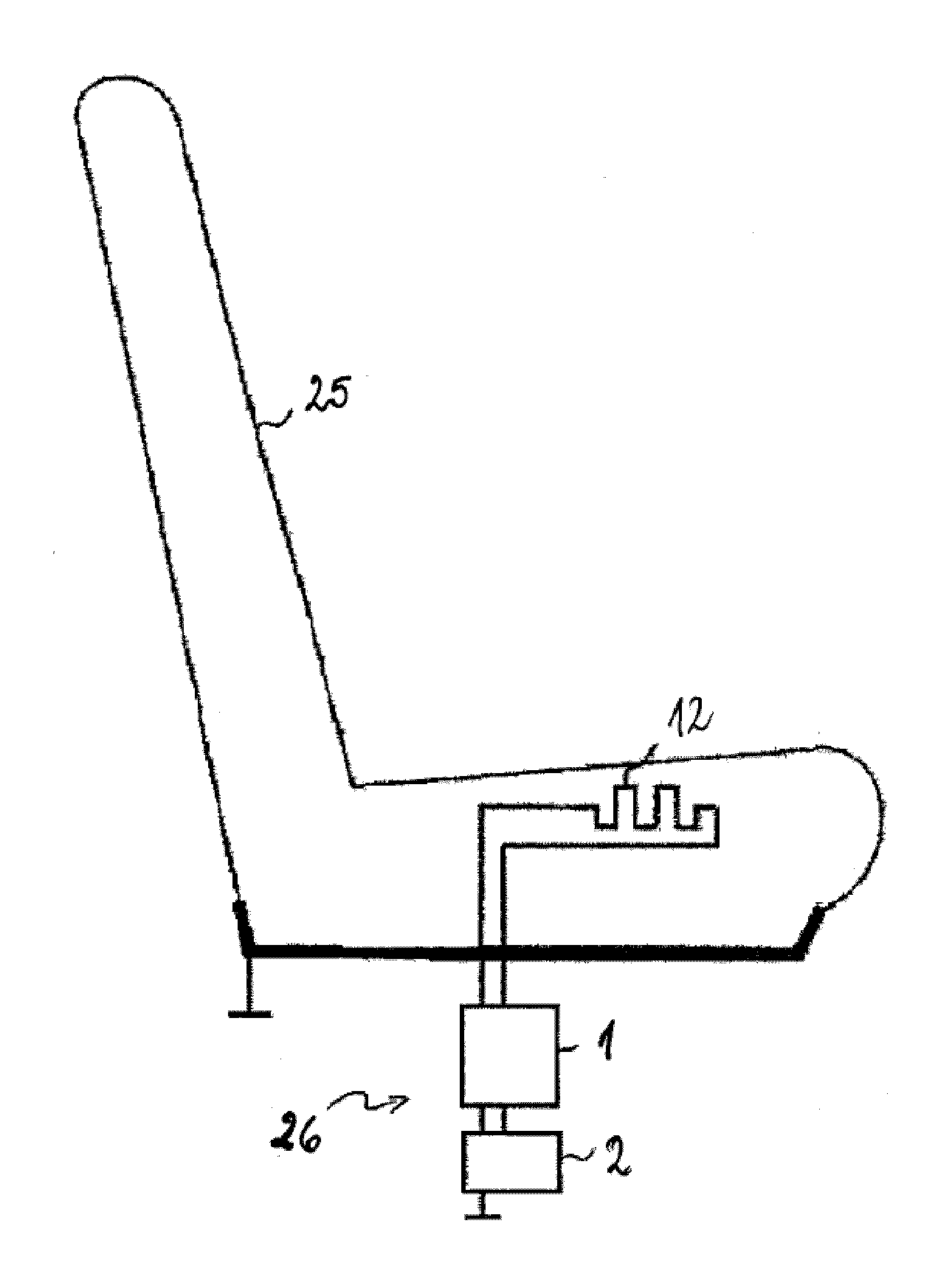 Capacitive sensor configured for using heating element as antenna electrode