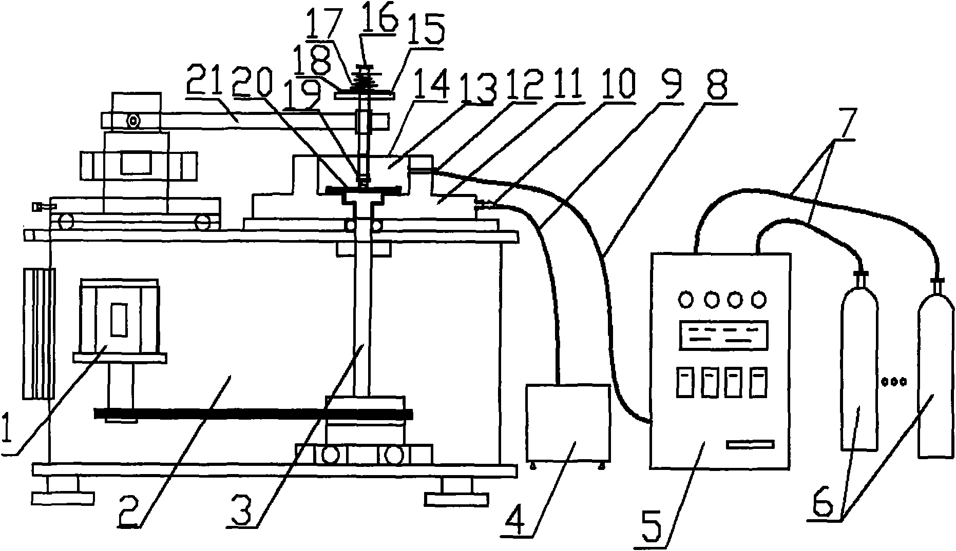 Method and device for controlling accurate ratio of various gas atmospheres of frictional wear testing machine