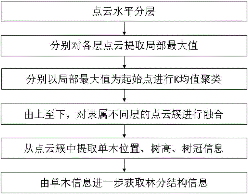 Method for extracting single tree information from LiDAR point cloud in layered clustering mode