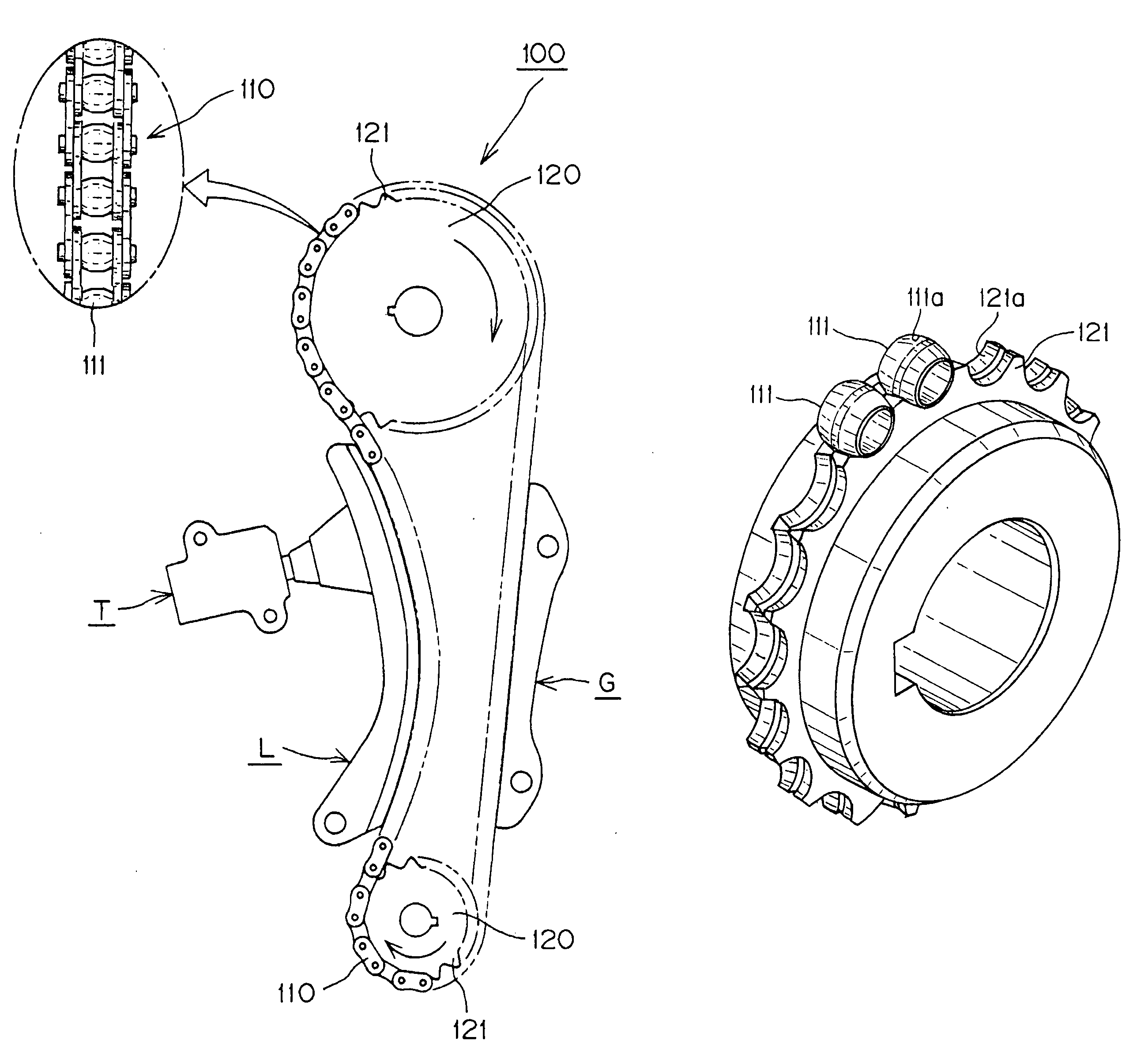 Roller chain transmission device