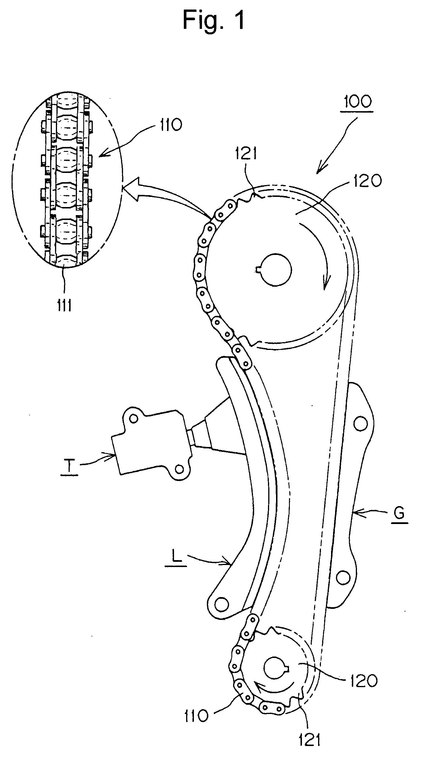 Roller chain transmission device