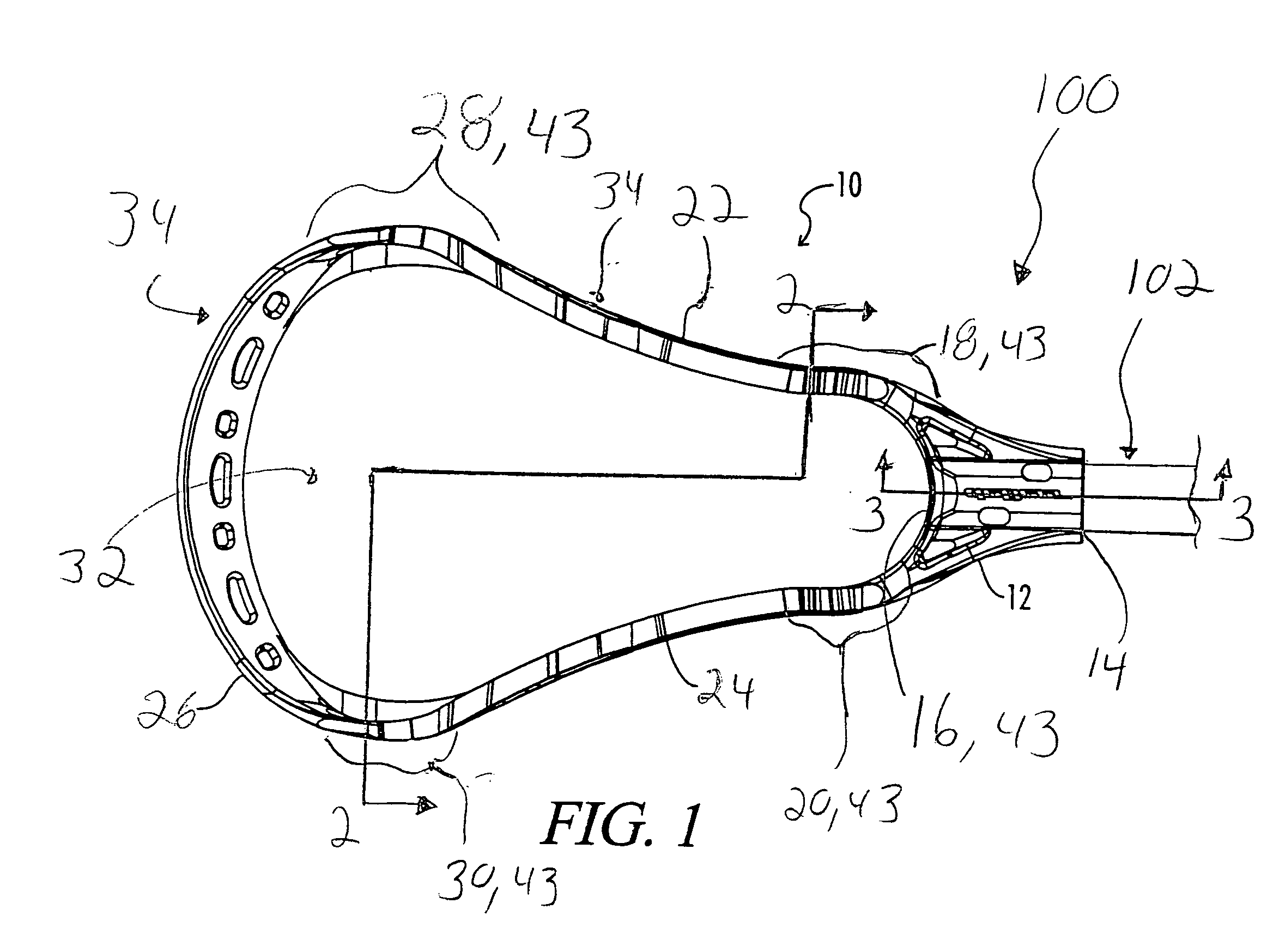 Lacrosse head with metal frame