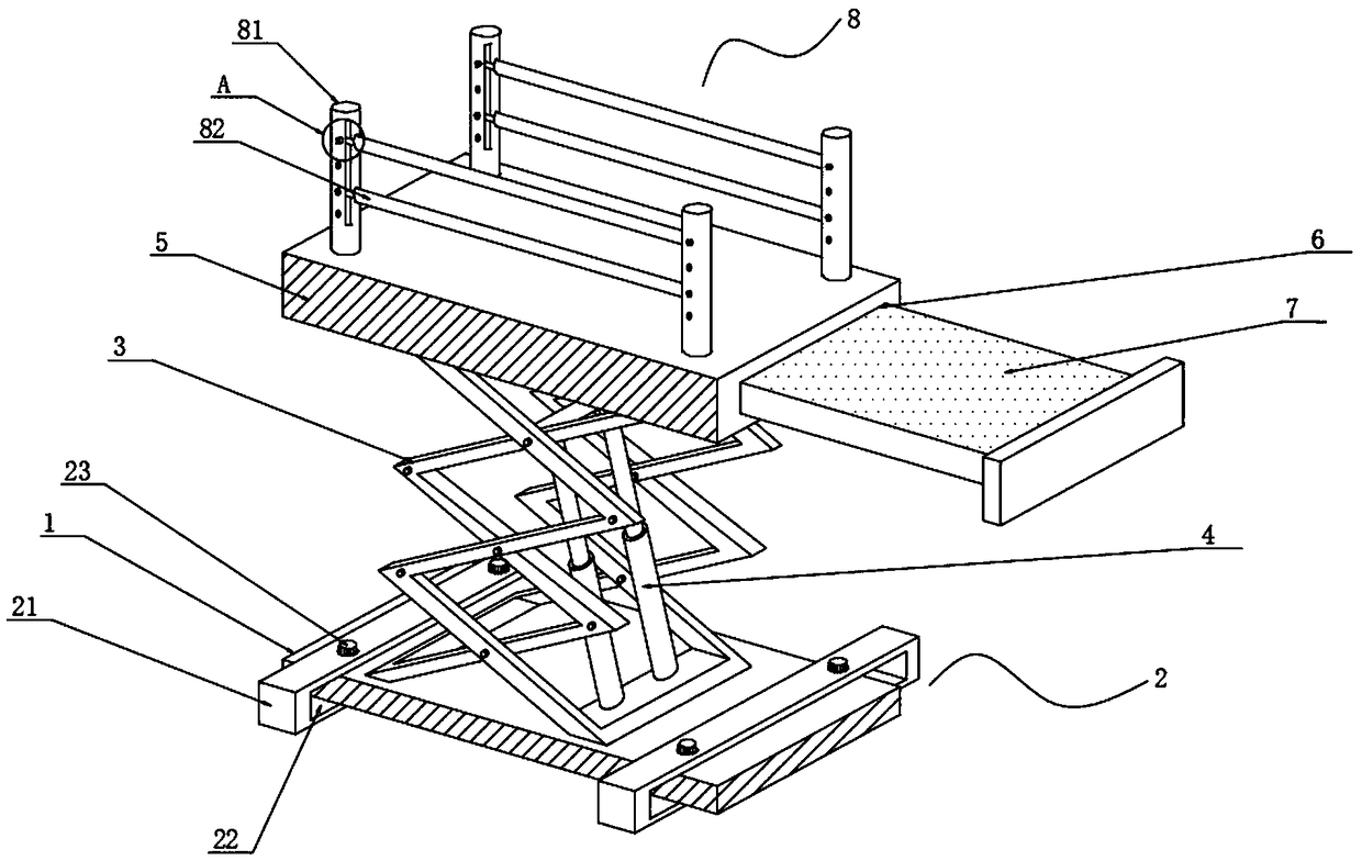 Lifting device for mining with high stability