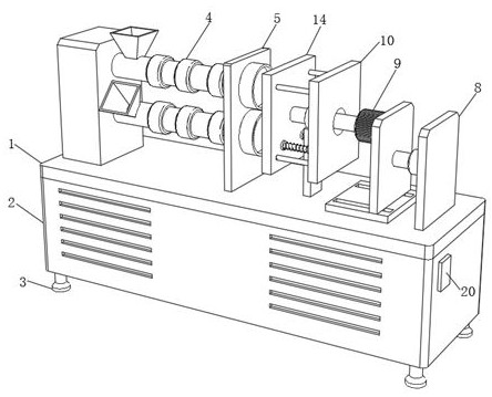 Double-color injection device and double-color injection process for rear cover of window rolling motor