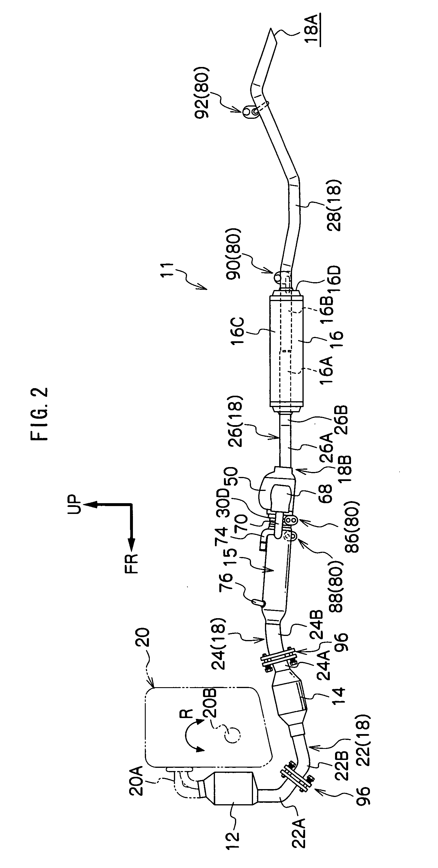 Vehicle exhaust system structure