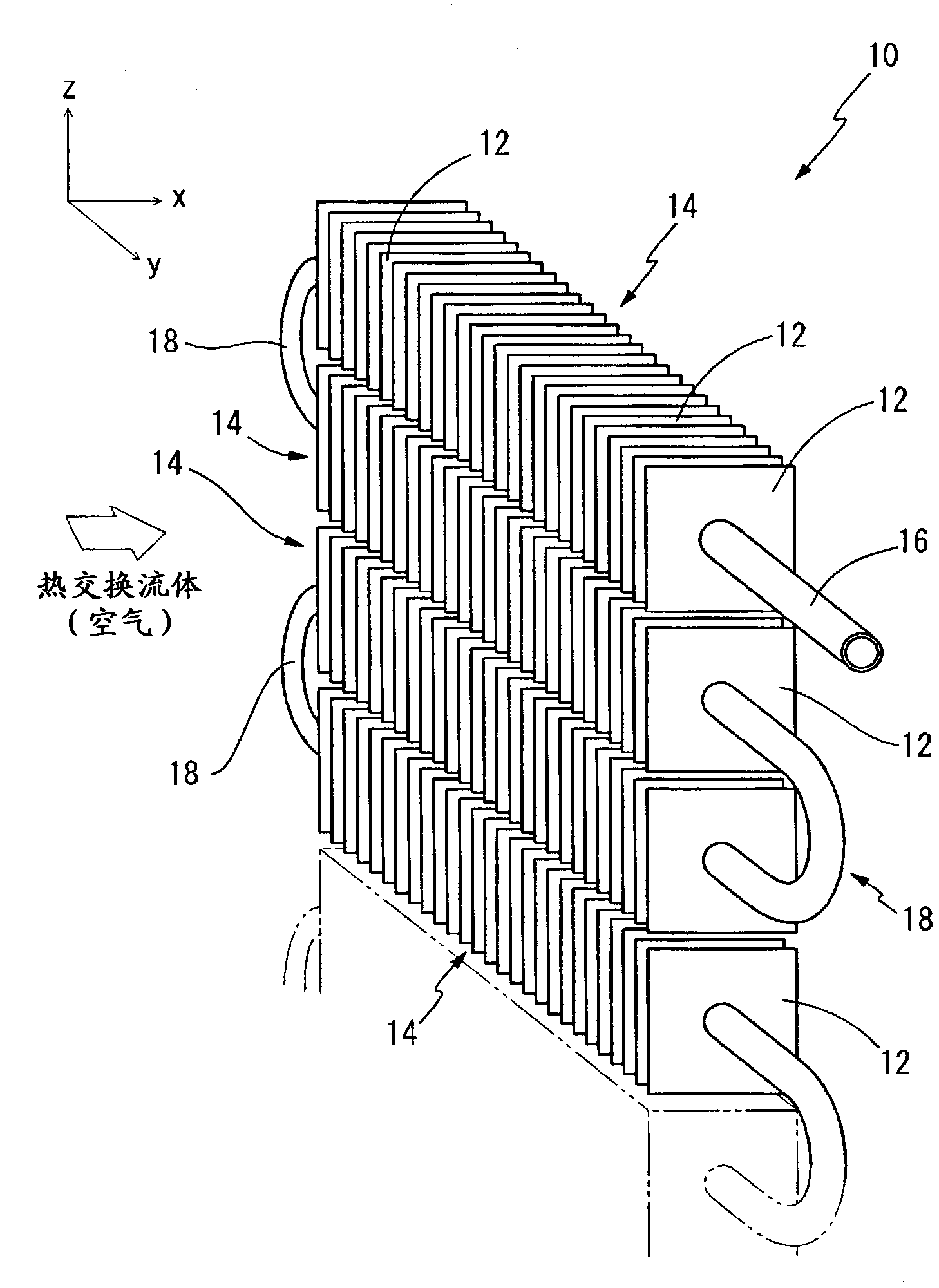 Serpentine heat exchanger for an air conditioner