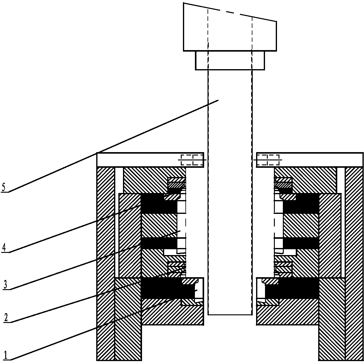 Blowing-filling-sealing multi-row combined mold for plastic ampoule and production method for ampoule by using mold