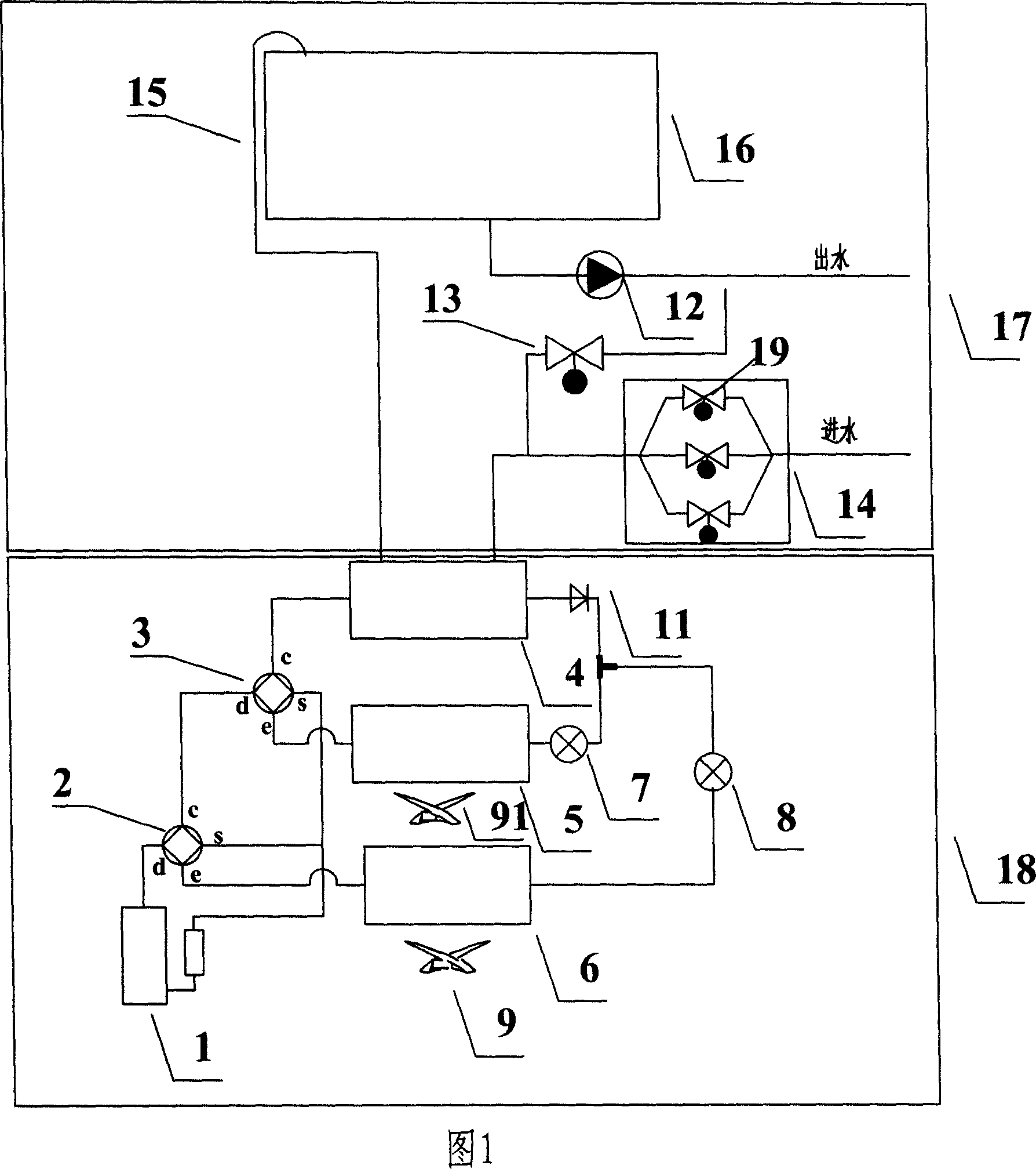 Air conditioning water heater using air source heat pump