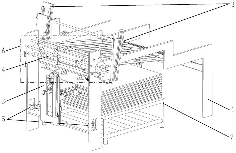 Wide flexible asbestos board layering and overturning system